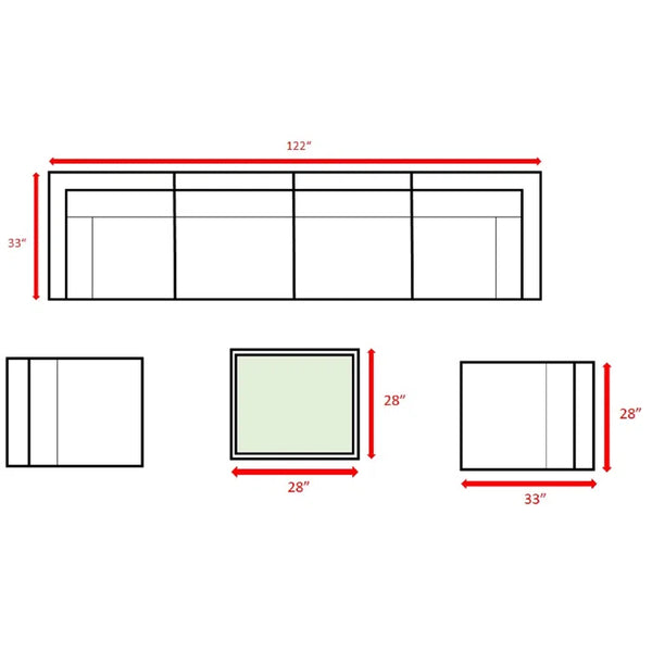 English Elm Fully Assembled Rattan Wicker 6-Person Seating Set With Sunbrella Cushions For Ultimate Comfort B120S00015