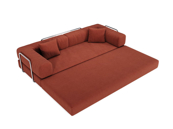 English Elm 78.8Inch Modular Sectional Sofa Bed - Convertible Orange Sofa For Small Spaces, Easy Care & Custom Layouts W3147P278113