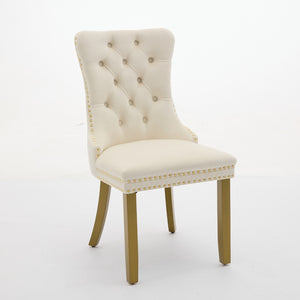English Elm A&a Velvet Tufted Dining Chairs with Nailhead Trim Solid Wood Tapered Legs Set of 2 W1143P179487