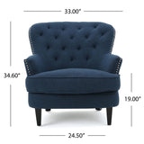 Christopher Knight Home® - Noble House - Tafted Diamond Tufted Dark Blue Fabric Club Chair