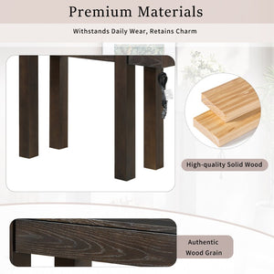 English Elm Trexm Ash Veneer Entryway Console Table Built in Power Outlet Drawer Rubberwood Espresso N715P361518P
