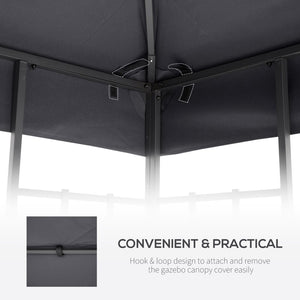 English Elm Outsunny 9.8' X 9.8' Dark Gray Gazebo Replacement Canopy - Uv-Resistant, Two-Tier Design For Comfort W2225P200640-GIGA