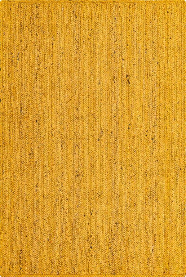 Unique Loom Braided Jute Dhaka Hand Braided Solid Rug Yellow,  4' 1" x 6' 1"