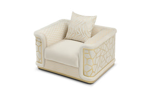 English Elm Talia Art Deco Accent Chair Hardwood Frame Structured Back Geometric Living Room Ivory B078P301558
