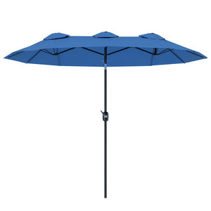 English Elm Outsunny 9.5 Ft Double Sided Patio Umbrella with Vented Steel Frame Crank Tilt W2225P485595