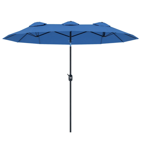 English Elm Outsunny 9.5 Ft Double Sided Patio Umbrella with Vented Steel Frame Crank Tilt W2225P485595