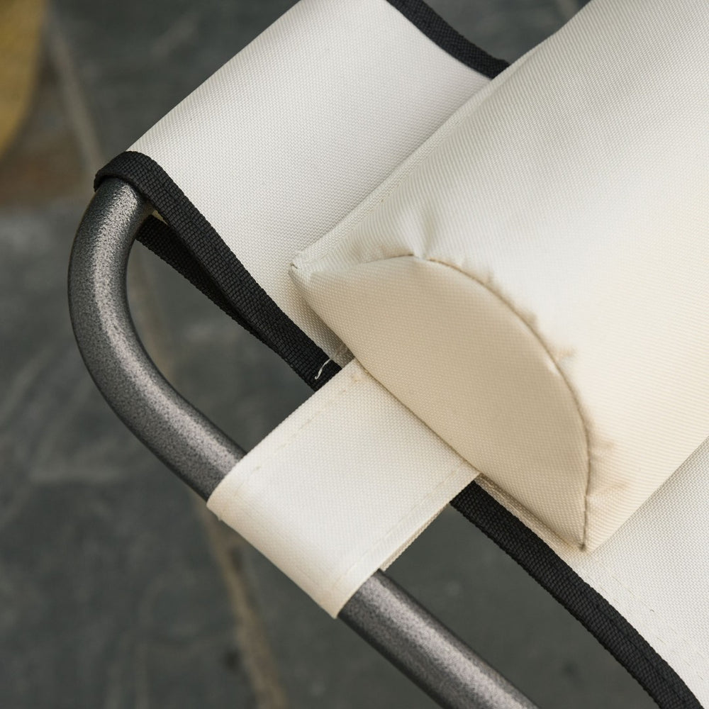 English Elm Outsunny 2-In-1 Adjustable Folding Lounge Chair With Pillow & Pocket - Perfect For Beach & Patio Relaxation W2225P217576-GIGA