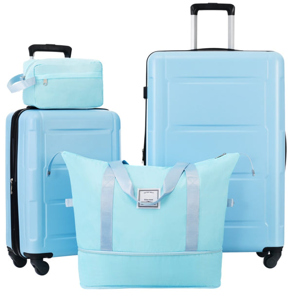 English Elm 2 Piece Abs Hard Shell Spinner Luggage Set with Tsa Lock Expandable Suitcases Light Blue N732P198745N