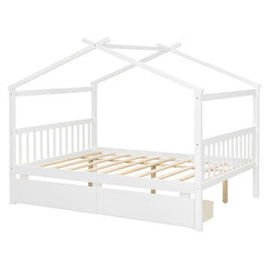 English Elm Twin House Bed Solid Pine Kids Cottage Frame with Storage Drawers Imaginative Room N708P309247K