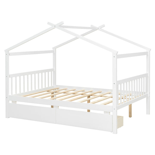 English Elm Twin House Bed Solid Pine Kids Cottage Frame with Storage Drawers Imaginative Room N708P309247K