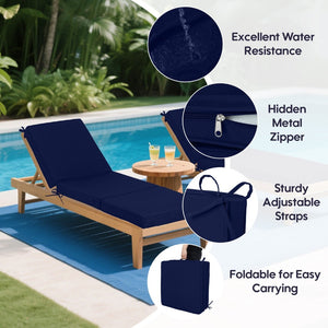 English Elm Outdoor Chaise Lounge Replacement Cushions Tri Fold Memory Foam Water Resistant Patio Set Navy Blue W419P460573