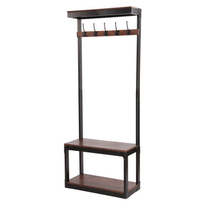 English Elm Christopher Knight Home® - COAT Stand Bench with 5 Double Hooks – Mango Wood & Iron Modern Industrial Entryway Organizer 69421.00