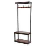 Christopher Knight Home® - Noble House - Willards Modern Industrial Handcrafted Mango Wood Coat Rack With Bench, Cafe Brown And Black