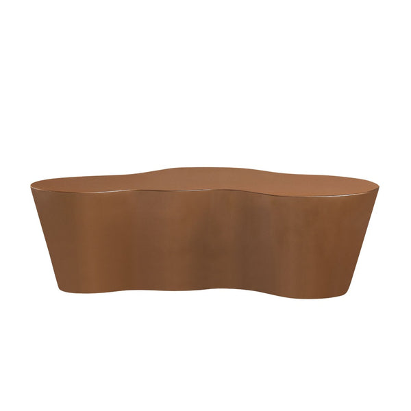 English Elm 50 Inch Sculptural Fiberglass Coffee Table Ready to Use Focal Point for Modern Living Rooms Brown W876P452390