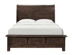 English Elm Wallace & Bay - Brown King Sleigh Bed with Ash Brown Modern Rustic Engineered Wood Finish, Easy-Care, Grand 95.3" Width B2709S00011