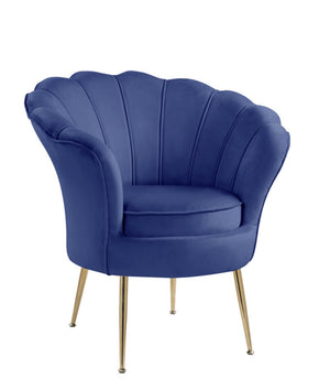 English Elm Angelica Velvet Barrel Accent Chair Scalloped Tufted Back with Gold Metal Legs B2749P413366