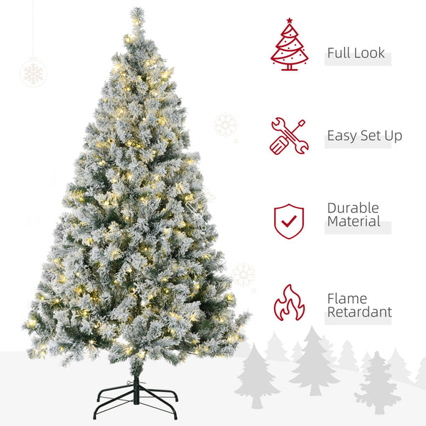 English Elm Homcom 6Ft Prelit Artificial Christmas Tree With 607 Snow-Flocked Branches & 350 Led Lights Option W2225P249642