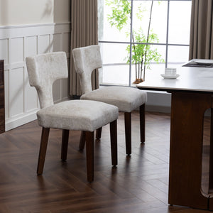 English Elm Mid Mid Century Modern Dining Chairs Set of 2 Upholstered Linen Accent Chairs with Solid Wood Frame, Ergonomic Support and Nailhead Trim Beige W794P335667