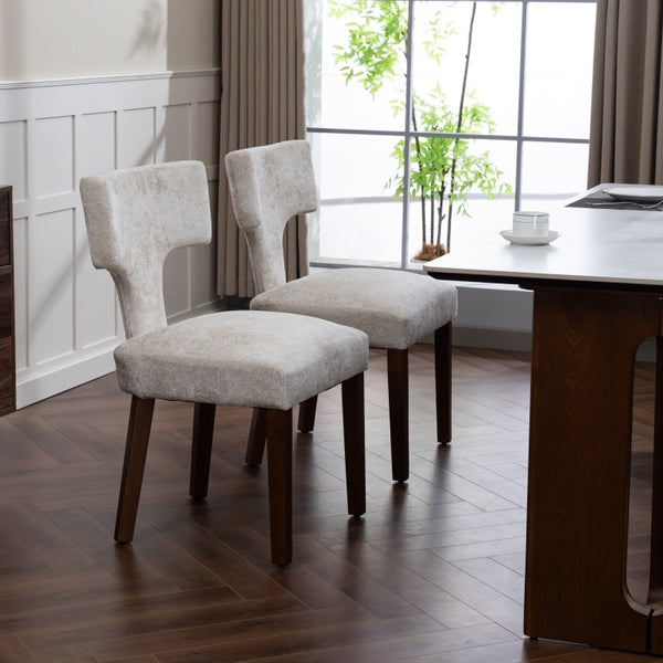 English Elm Mid Mid Century Modern Dining Chairs Set of 2 Upholstered Linen Accent Chairs with Solid Wood Frame, Ergonomic Support and Nailhead Trim Beige W794P335667