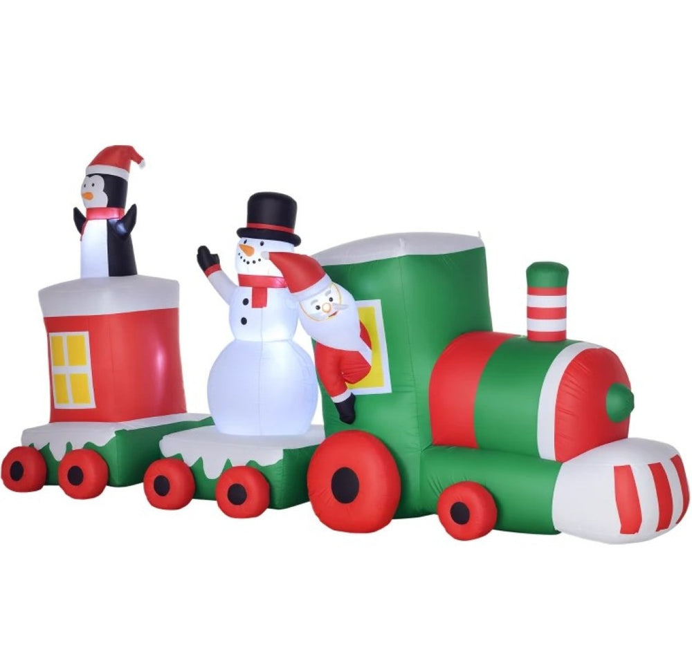 English Elm Inflatable Christmas Train Santa Snowman Penguin Led Lit Outdoor Yard Display 11 Ft T3971P414202