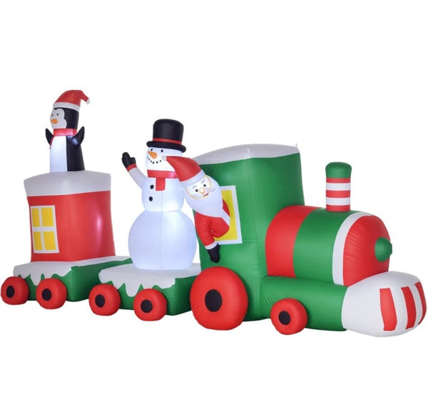 English Elm Inflatable Christmas Train Santa Snowman Penguin Led Lit Outdoor Yard Display 11 Ft T3971P414202