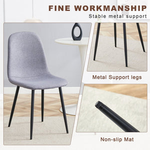 English Elm Table and Chair Set Adjustable Height Mdf Wood Grain Top with Four Linen Dining Chairs Black,Light Gray,Natural Wood W1151S03769