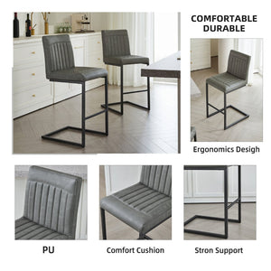 English Elm Faux Leather Counter Stools Set of Two Ergonomic Curved Back Metal Frame Kitchen Seating W5096P400639