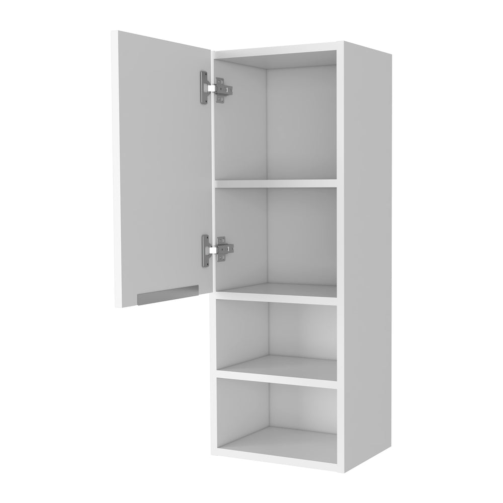 English Elm Milwaukee Mirror Medicine Cabinet White — Spacious 2 Interior Shelves, 2 Open Bottom Shelves, Water‑Resistant Engineered Wood 32" H B128P148746
