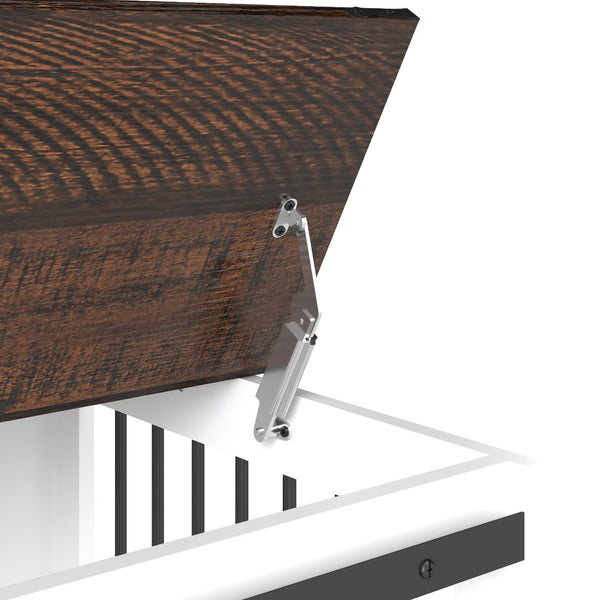 English Elm 47.2" Double Dog Crate Farmhouse Console with Rolling Casters and Barn Doors W2557P330269