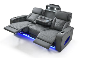 English Elm Lumin Power Reclining Home Theater Sofa with Led Lighting and Wireless Charging Pad Gray B078P497928