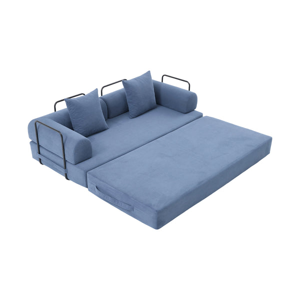 English Elm UNITED modular foldable sofa with metal frame, corduroy upholstery, side pocket & quick assembly convenience Navy W1568P375644