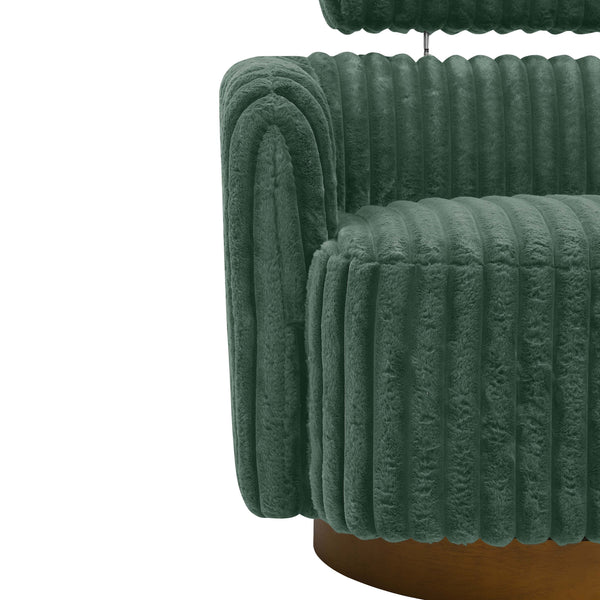 English Elm Luxe Ribbed Velvet Swivel Chair with Gold Base — Plush Corduroy Upholstery for Modern Comfort Green B343P321728