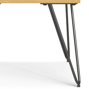 English Elm Hunter Handcrafted Solid Wood Veneer End Table with Open Storage and Industrial Hairpin Legs Oak B136P203450