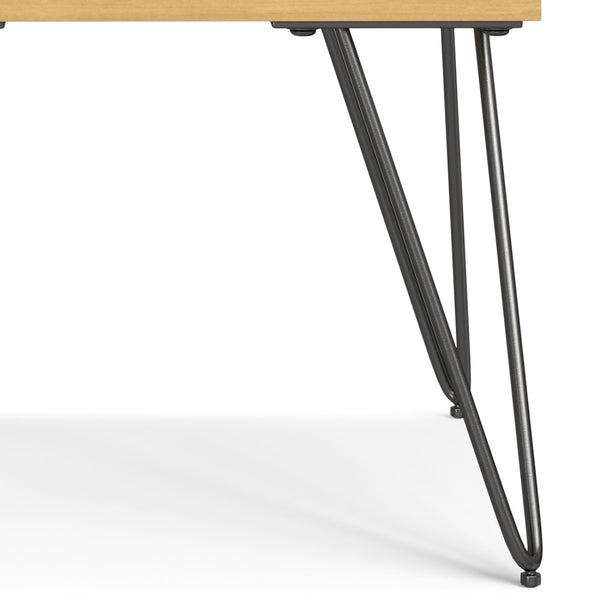 English Elm Hunter Handcrafted Solid Wood Veneer End Table with Open Storage and Industrial Hairpin Legs Oak B136P203450