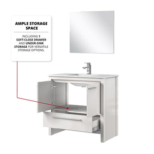 English Elm White Bath Vanity Set With Cultured Marble Top, Chrome Faucet & 28" Mirror - Modern Storage Solution B2731S02079-GIGA