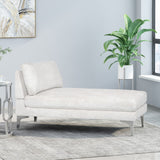 Christopher Knight Home® - Noble House - Beamon Contemporary Fabric Chaise Lounge, Ivory and Silver