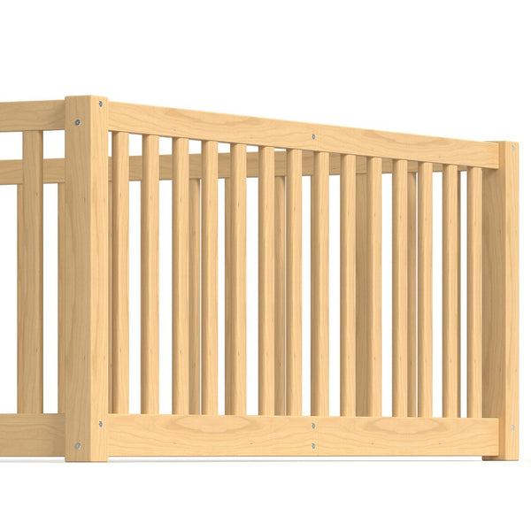 English Elm Twin Floor Bed Pine Wood Frame with Guardrails and Door for Safe Toddler Sleep Natural W1580P417671