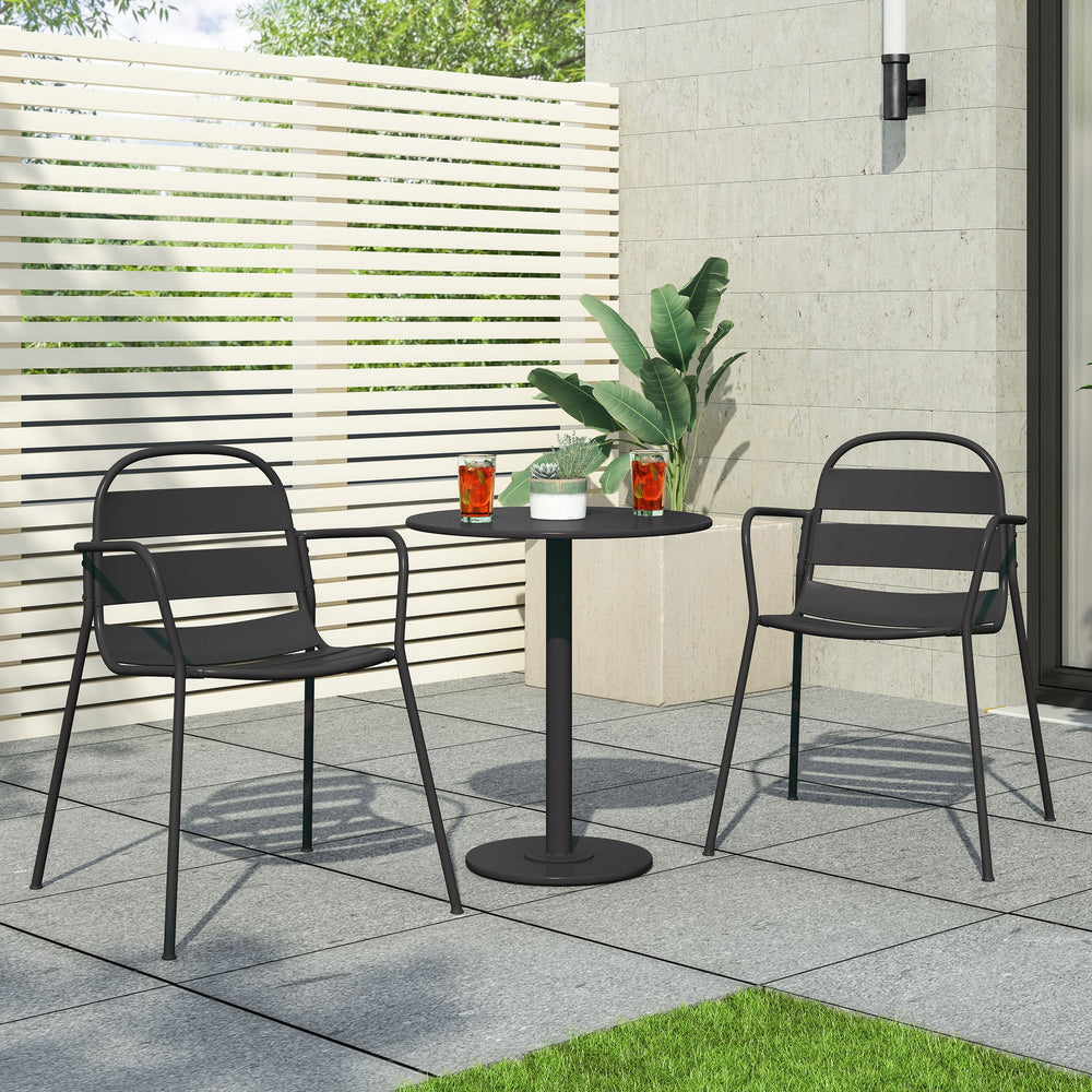 English Elm Christopher Knight Home® - TERRA Nova Bistro Set Matte Black Iron Outdoor Patio Table & 2 Chairs — Modern Minimalist Durable Finish 69971.00BLK