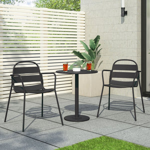 English Elm Christopher Knight Home® - TERRA Nova Bistro Set Matte Black Iron Outdoor Patio Table & 2 Chairs — Modern Minimalist Durable Finish 69971.00BLK