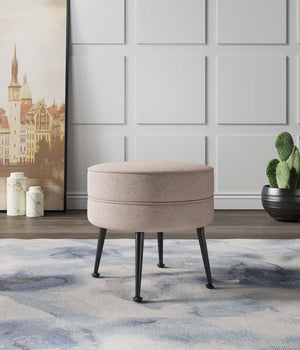 English Elm Bailey Upholstered Accent Ottoman In Wheat - Modern Style, Plush Comfort & Chic Gold Legs For Any Space B365P397861
