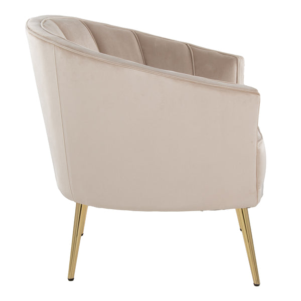 English Elm Tania Tufted Velvet Accent Chair with Gold Metal Legs — Contemporary Glam Seating, Cushioned Comfort Champagne B202P223876