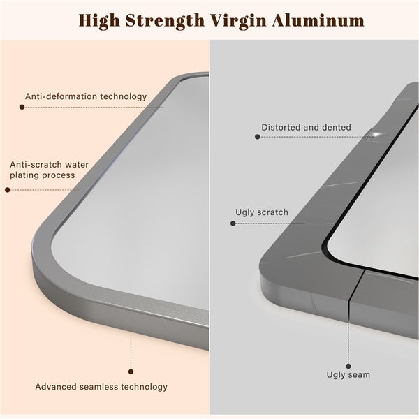 English Elm Bathroom Vanity Mirror 40" X 32" - Sleek Silver Frame, Shatterproof Glass, Versatile Mounting Options T3177P296180