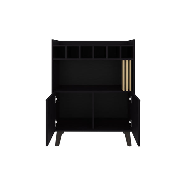 English Elm Bar Cabinet Black+Khaki with 2 Doors 1 Shelf – Compact Engineered Wood Storage, Eco-Friendly Design B097P262383