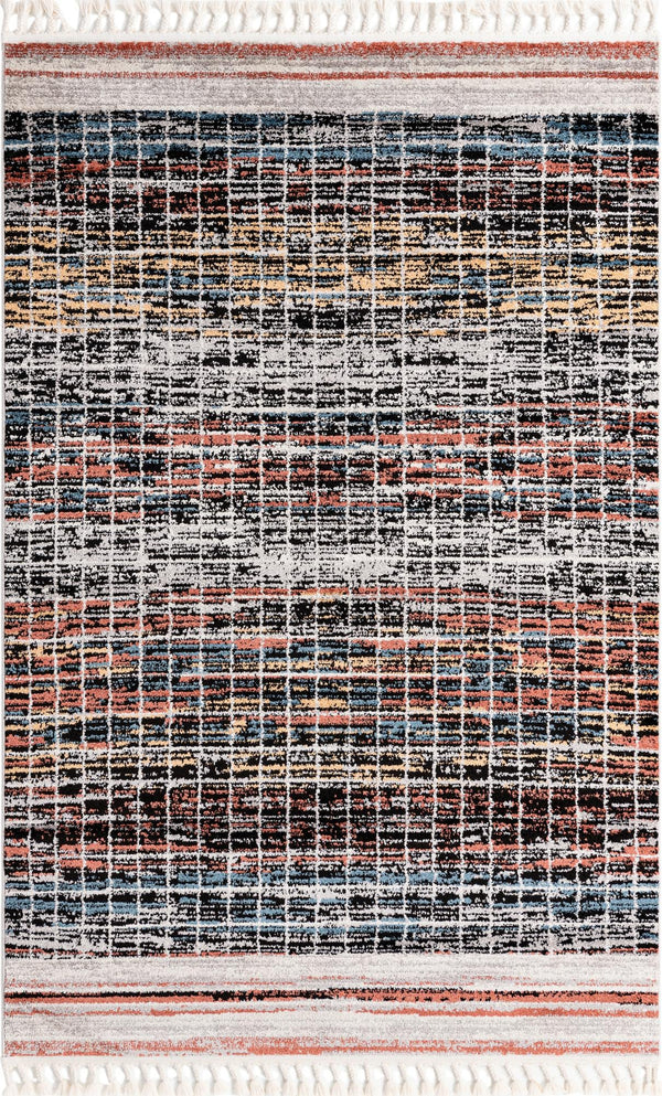 Unique Loom Aramis Oliver Machine Made Tribal Rug Multi, Black/Ivory/Rust Red/Light Blue/Light Brown/Beige 5' 3" x 8' 0"