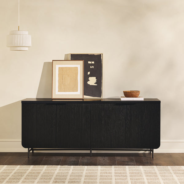 69" Scandinavian 4 Door Sideboard Black REED5DBL2 Walker Edison