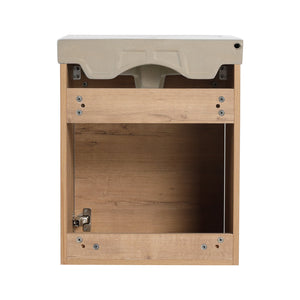 English Elm 18'' Floating Wall-Mounted Bathroom Vanity with Ceramic Sink, Soft-Close Door & Space-Saving Design Imitative Oak W999P236339