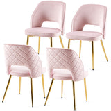 English Elm Pink Velvet Dining Chairs With Metal Legs and Hollow Back Upholstered Dining Chairs Set Of 4