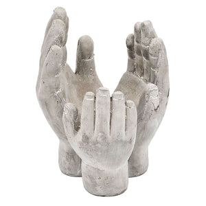 English Elm Set Of 2 Accepting Hands Cement Sculptures – Versatile Decorative Holders For Candles & Plants W2078P323696-GIGA