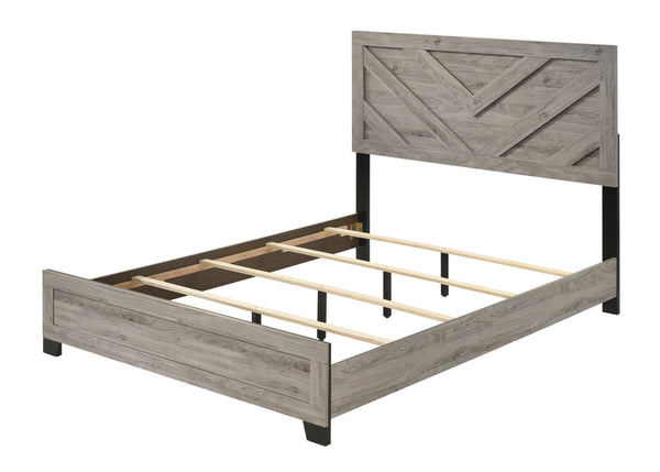 English Elm Mari Contemporary Queen Bed Frame in Gray Wood Finish with 10" Clearance, 220lb Capacity, Slat Support Light Gray 48.3 L x 34.3 W x 19.3 H B2726S00448