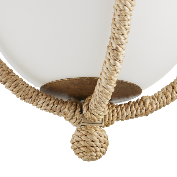 Passageway Pendant Light - Coastal Teardrop Design with Rope-Wrapped Finish & Frosted Glass Globe